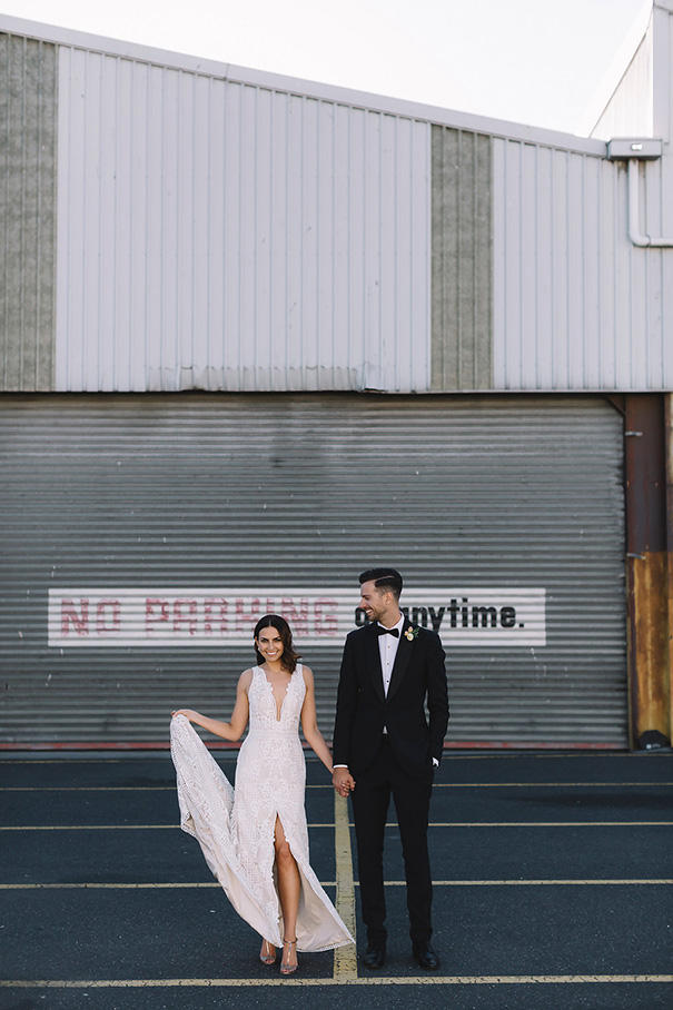 Statement backdrop urban chic wedding