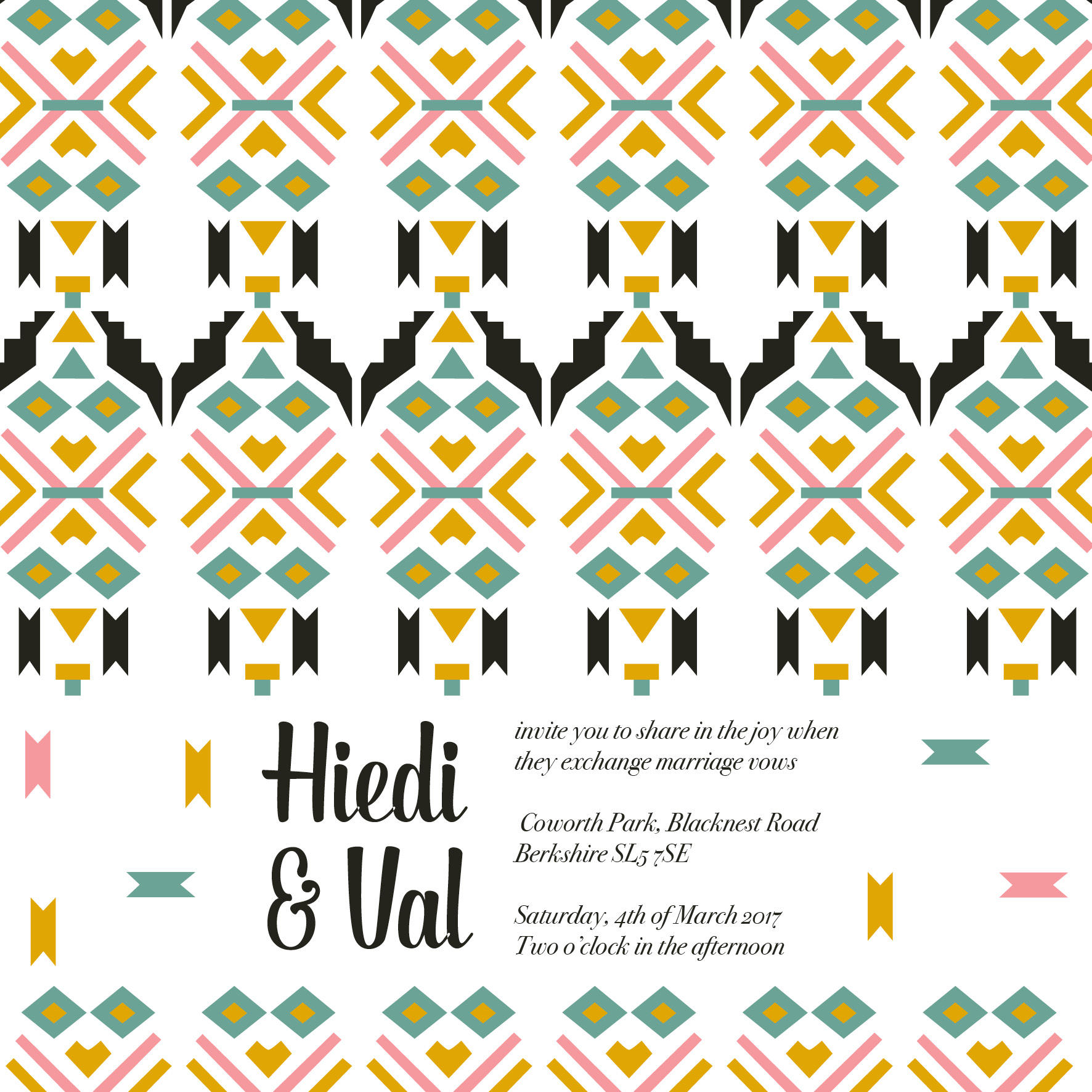 tribal wedding stationery