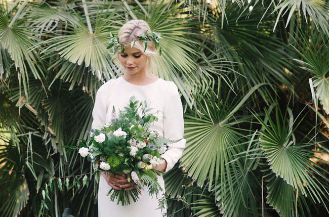 bridal hairstyles leaf garland