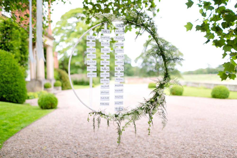 wedding seating plan floral hoop