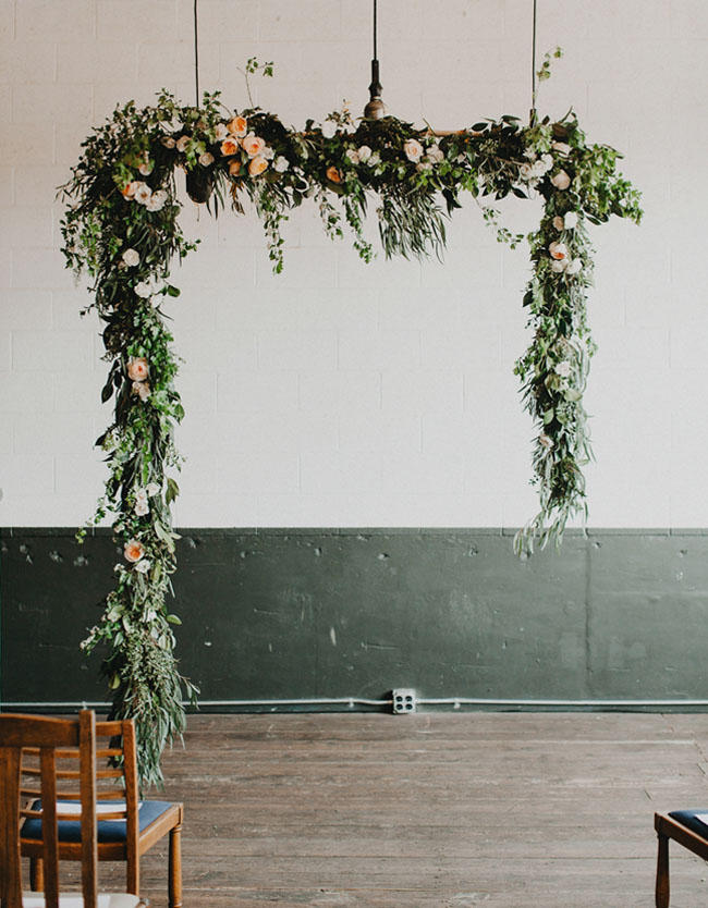 simple greenery ceremony backdrop