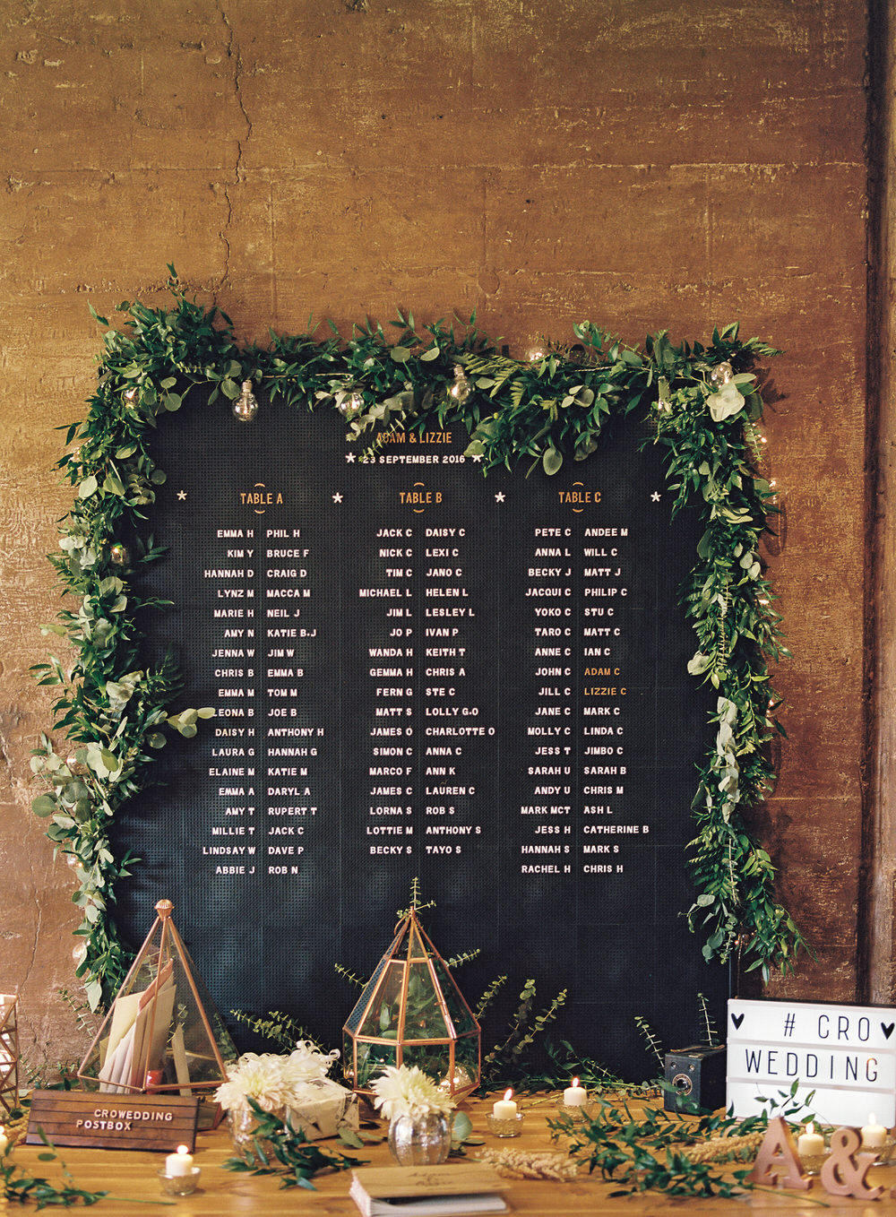 wedding seating plan styling idea