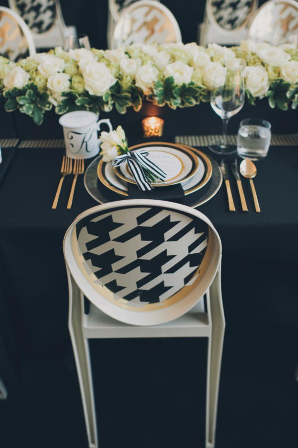 monochrome wedding dogtooth seating