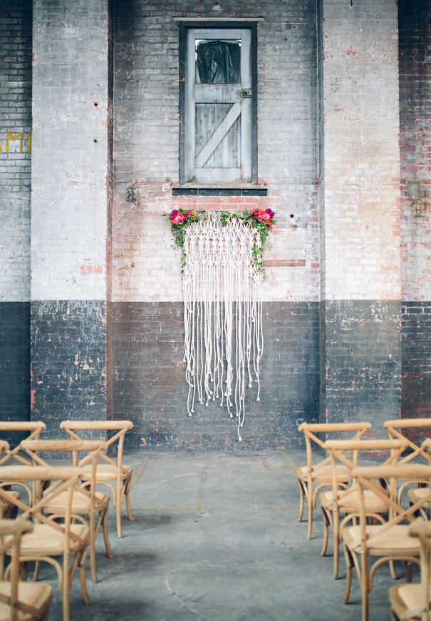 concrete wedding styling wall idea