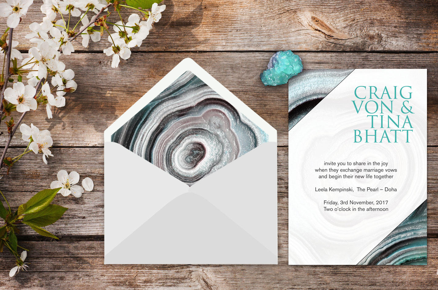 geode wedding stationery