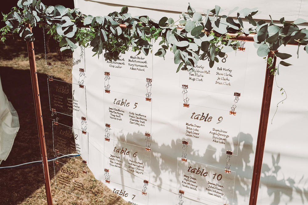 Wedding table plan ideas with perspex