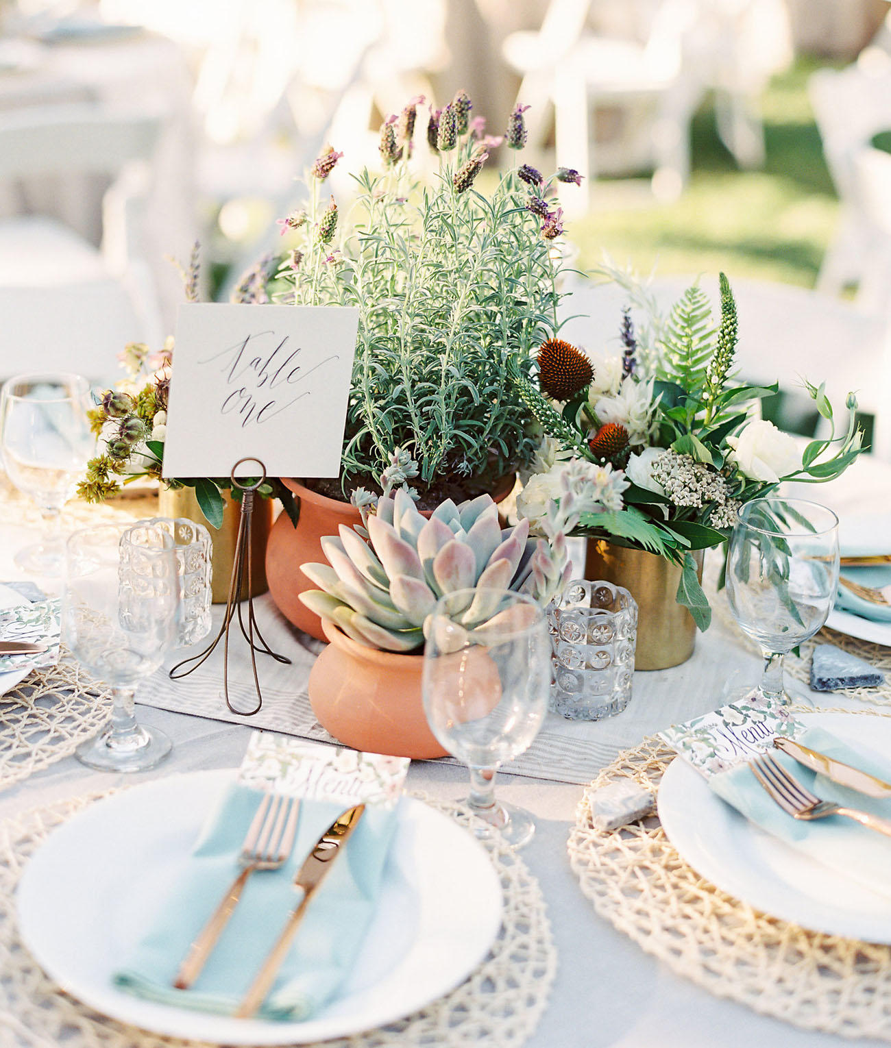 wedding succulents table centre display