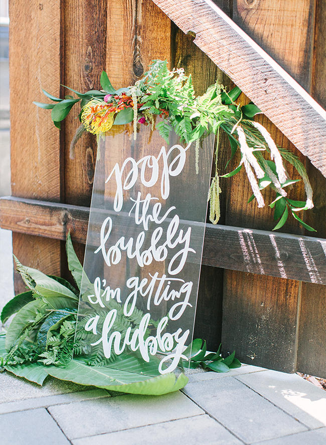 tropical wedding perspex sign styling