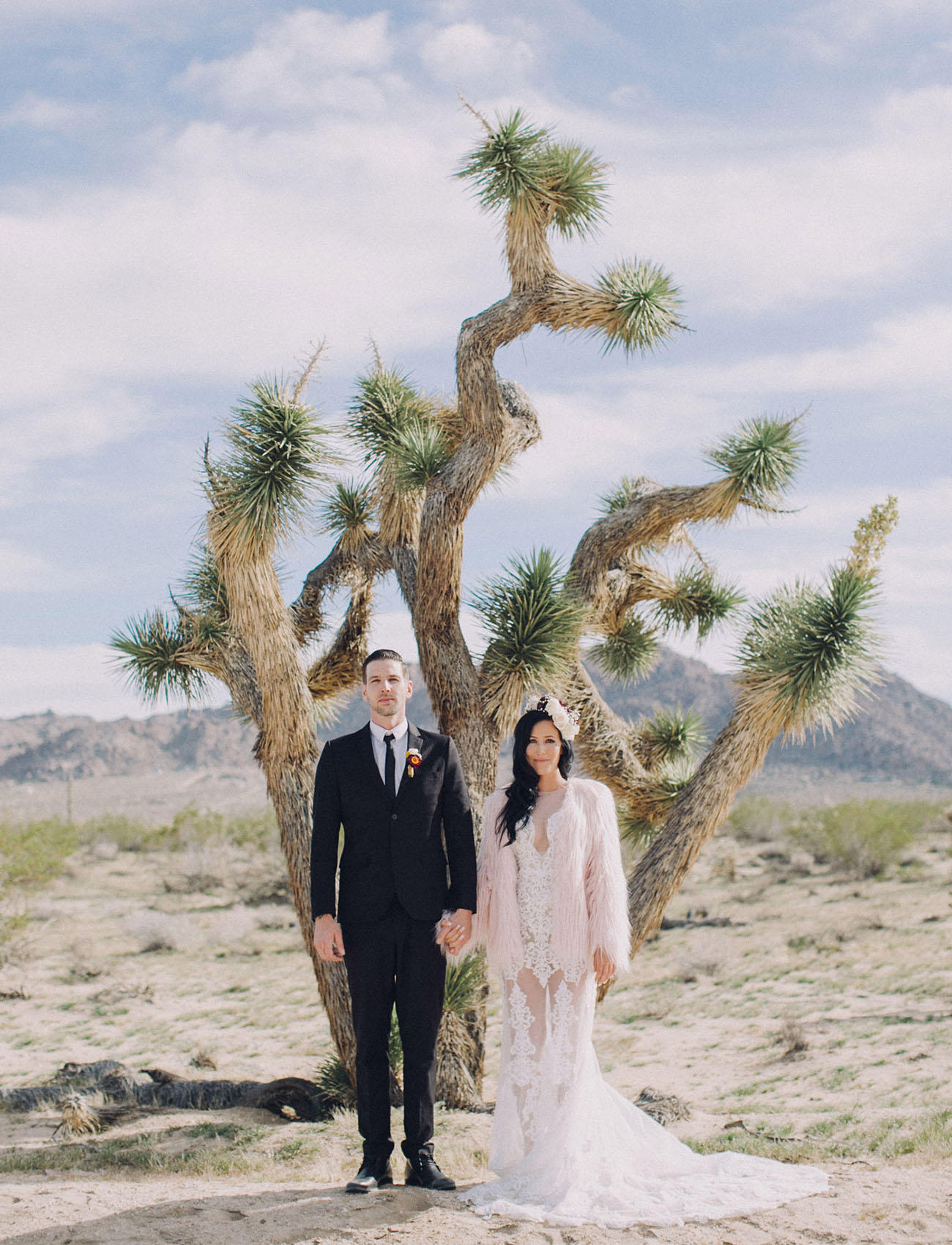 Coachella Festival Wedding Bride and Groom