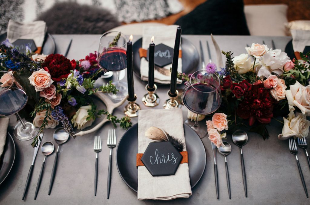 Luxury wedding, modern table, flowers
