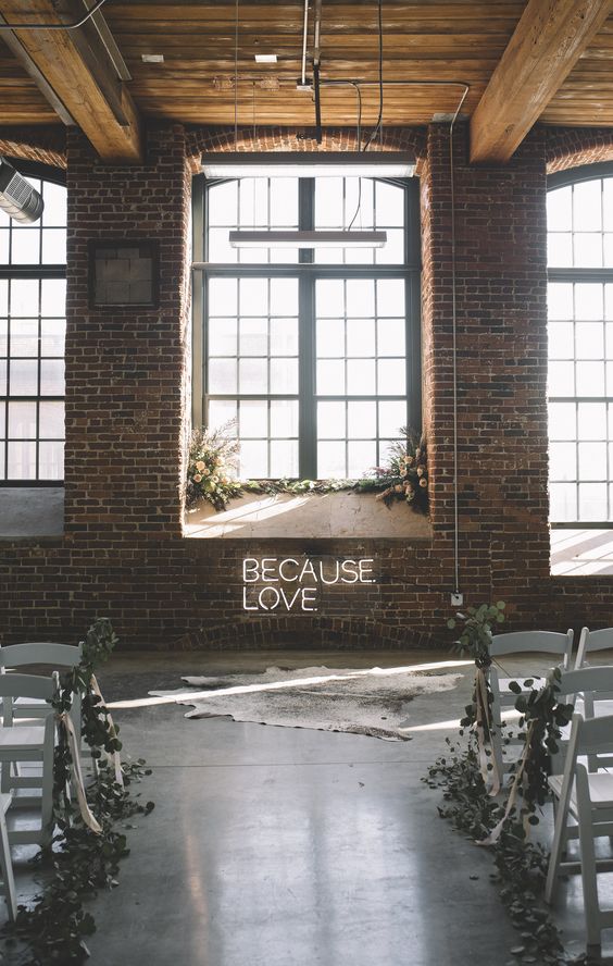 Statement wedding, neon sign, urban cool